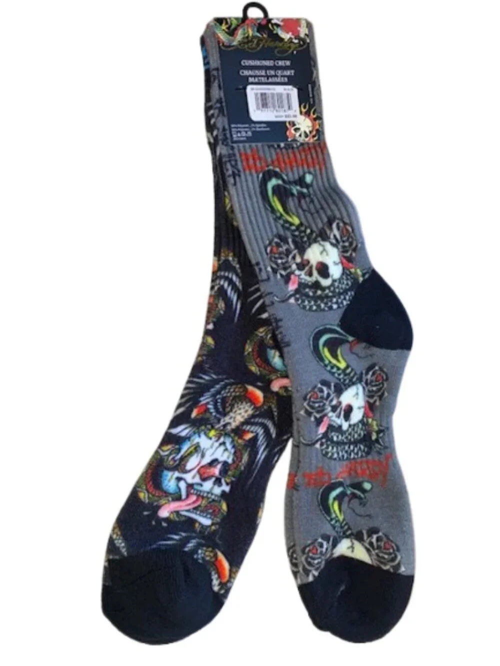 Ed hardy 2 Pair Men's Cushioned Crew Socks